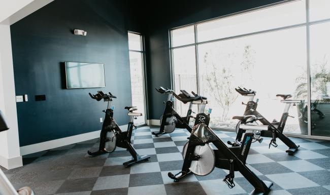 a room with bikes
