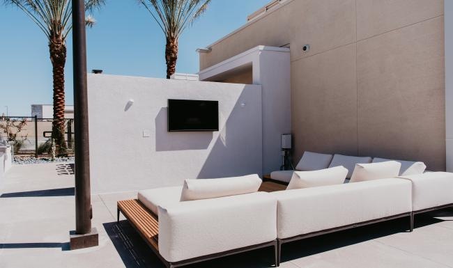 a white couch in a room